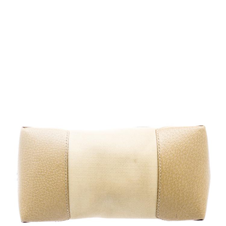 Pre Owned Salvatore Ferragamo Beige Canvas and Leather Cosmetic Pouch