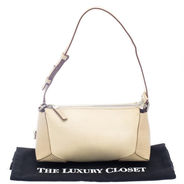 Pre Owned Salvatore Ferragamo Beige Canvas and Leather Cosmetic Pouch