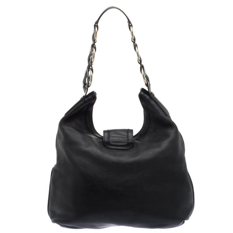 Pre Owned Salvatore Ferragamo Black Leather Hobo