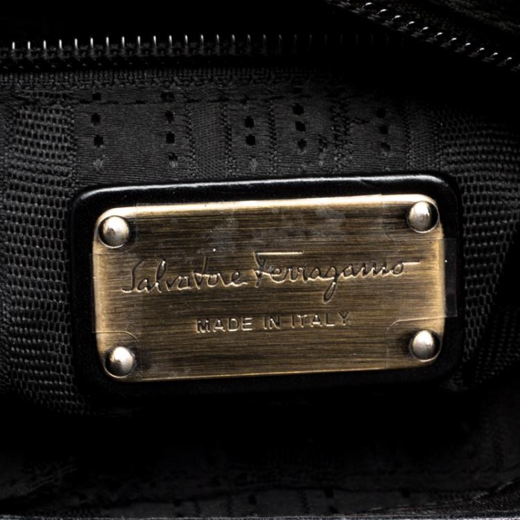 Pre Owned Salvatore Ferragamo Black Leather Hobo