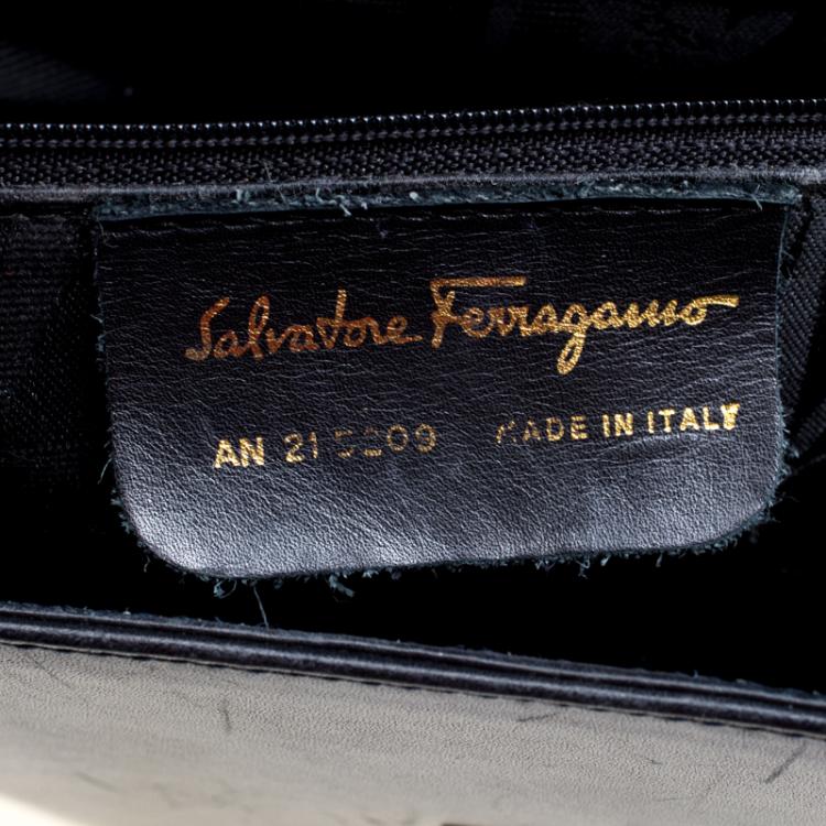 Pre Owned Salvatore Ferragamo Black Leather Vintage Studded Top Handle Bag