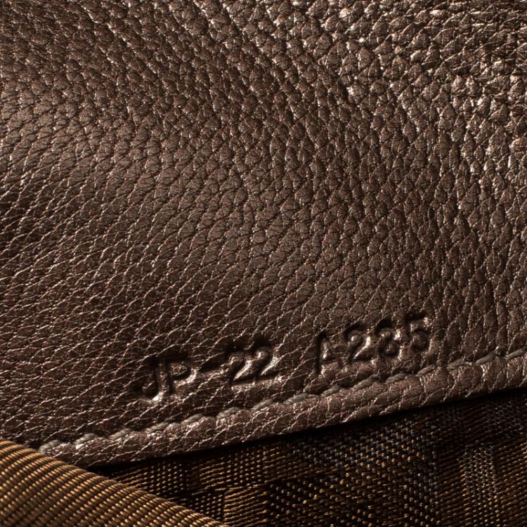 Pre Owned Salvatore Ferragamo Metallic Beige Leather Continental Wallet