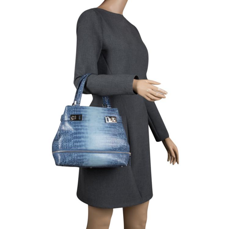 Blue Gray Black Ombre Tote Bag