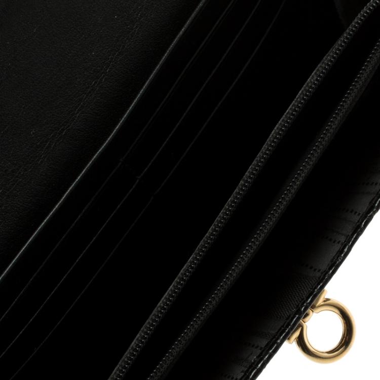 Pre Owned Salvatore Ferragamo Black Python Wallet