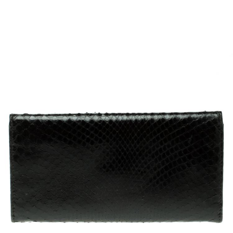Pre Owned Salvatore Ferragamo Black Python Wallet