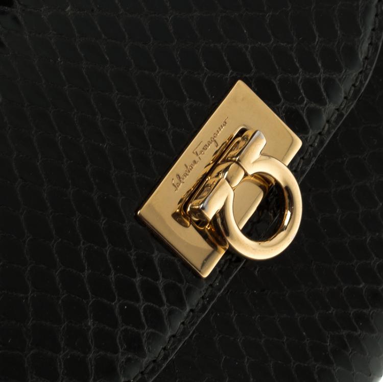 Pre Owned Salvatore Ferragamo Black Python Wallet