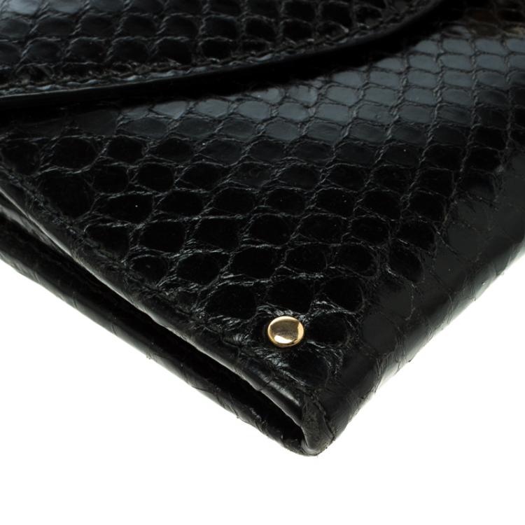 Pre Owned Salvatore Ferragamo Black Python Wallet