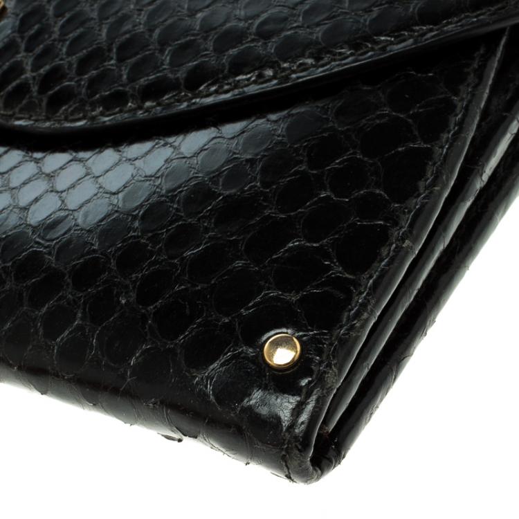 Pre Owned Salvatore Ferragamo Black Python Wallet