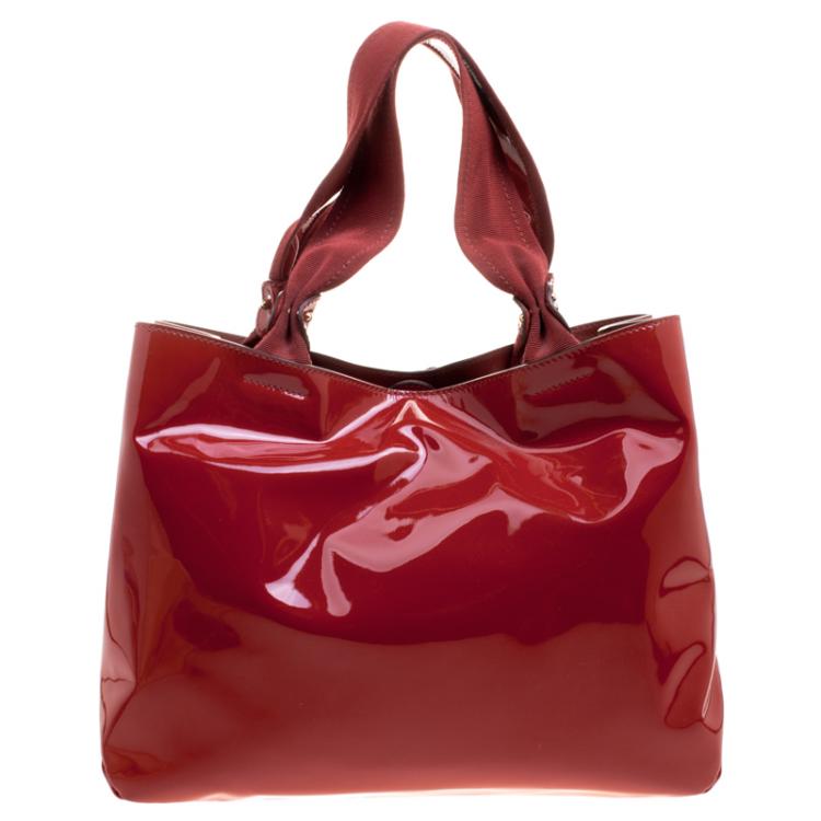 مملوكة مسبقًا Salvatore Ferragamo Red Patent Leather Miss Vara Tote