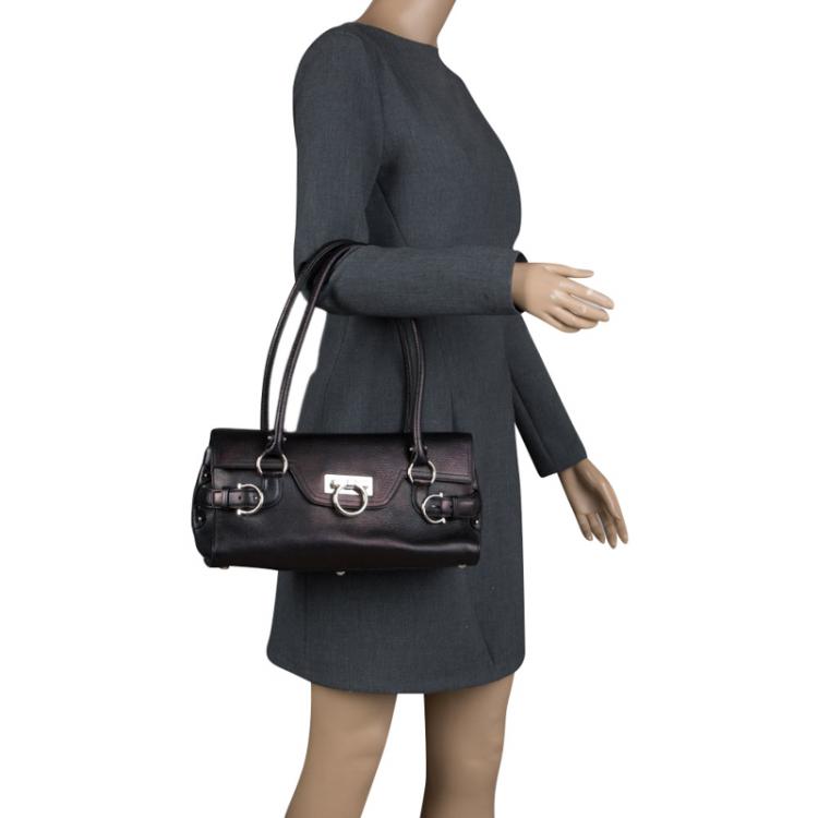 Pre Owned Salvatore Ferragamo Black Leather Satchel