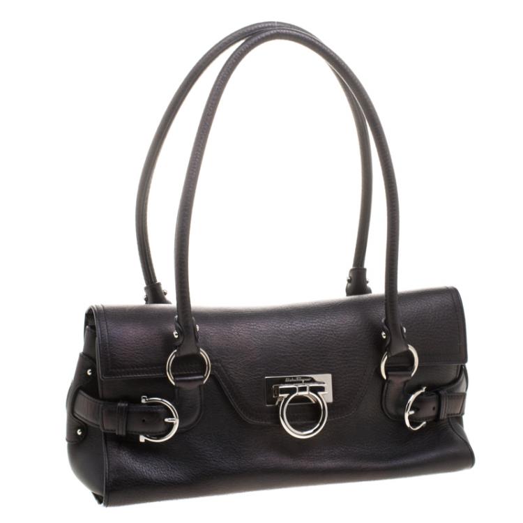 Pre Owned Salvatore Ferragamo Black Leather Satchel