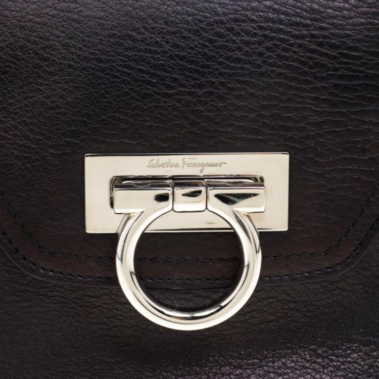 Pre Owned Salvatore Ferragamo Black Leather Satchel