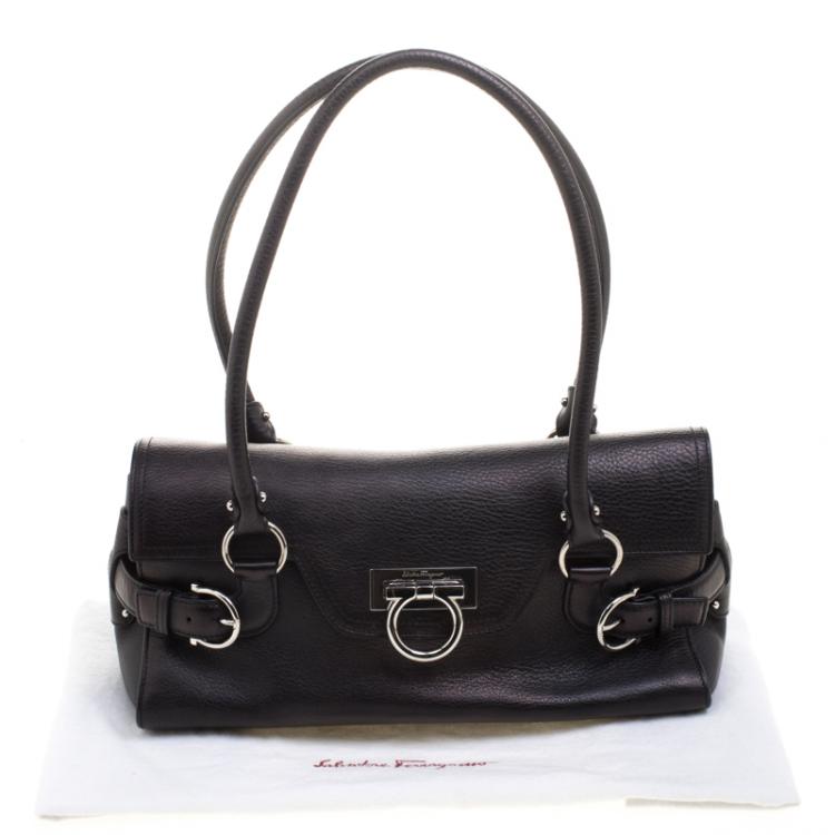 Pre Owned Salvatore Ferragamo Black Leather Satchel