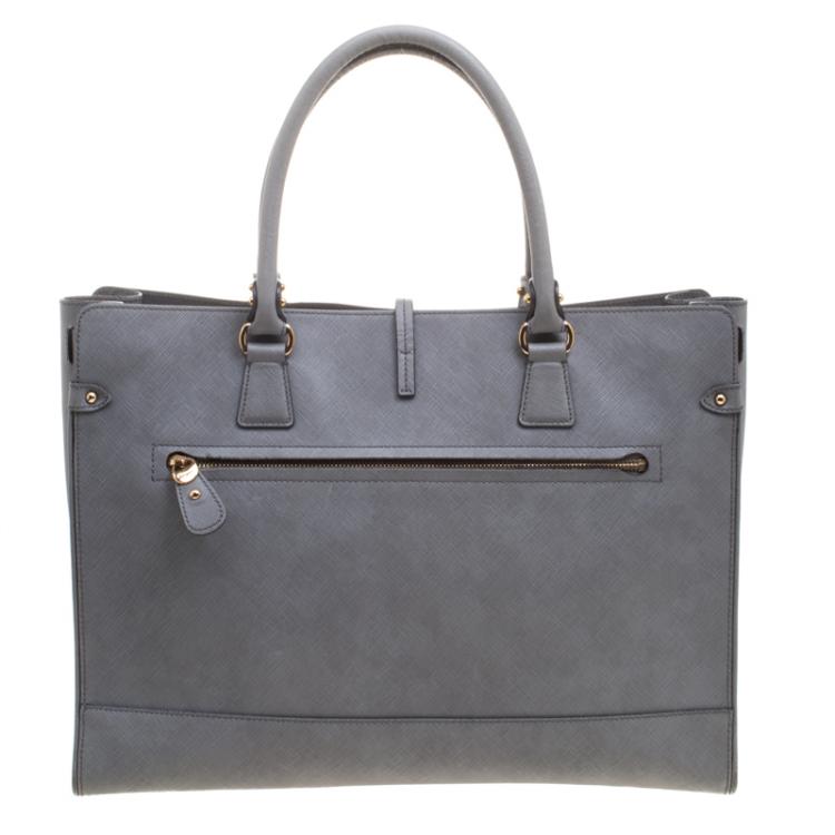 Pre Owned Salvatore Ferragamo Grey Leather Large Briana Tote