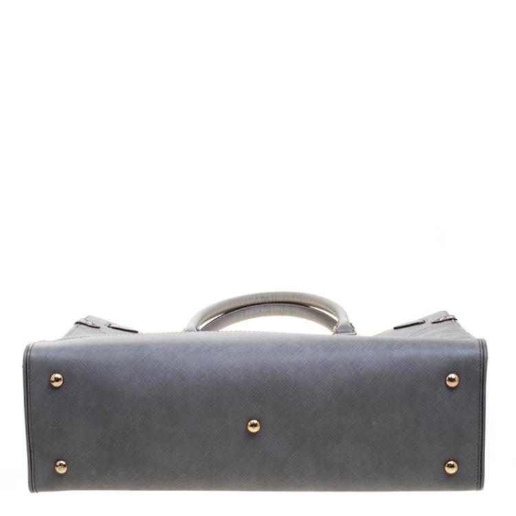 Pre Owned Salvatore Ferragamo Grey Leather Large Briana Tote