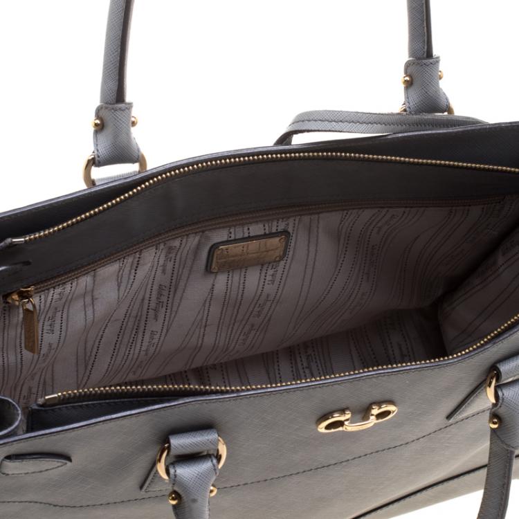Pre Owned Salvatore Ferragamo Grey Leather Large Briana Tote