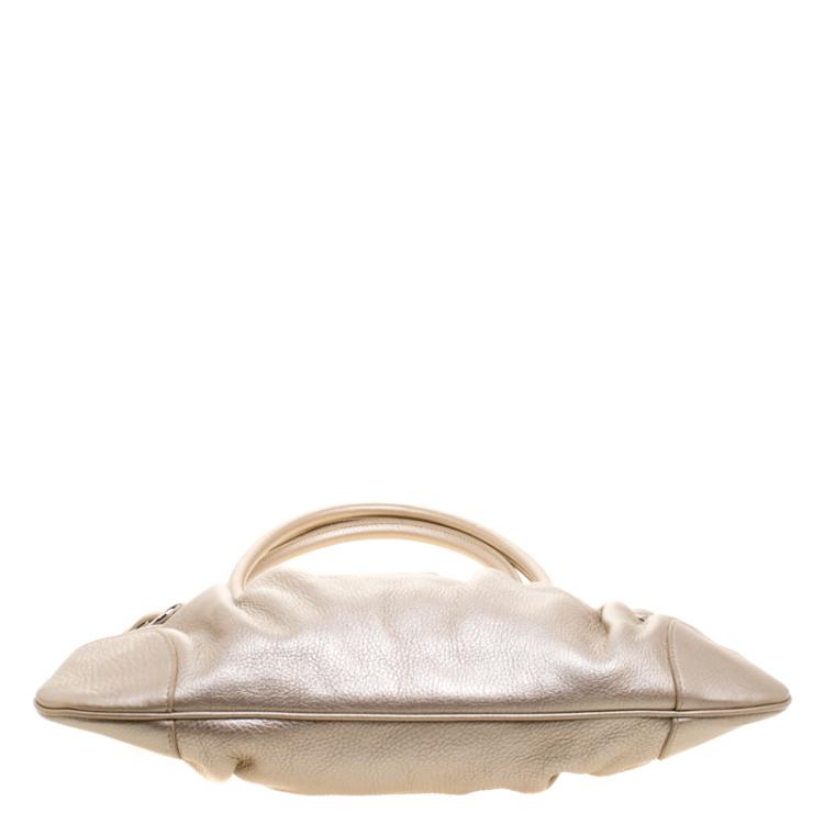Pre Owned Salvatore Ferragamo Gold Leather Marisa Shoulder Bag