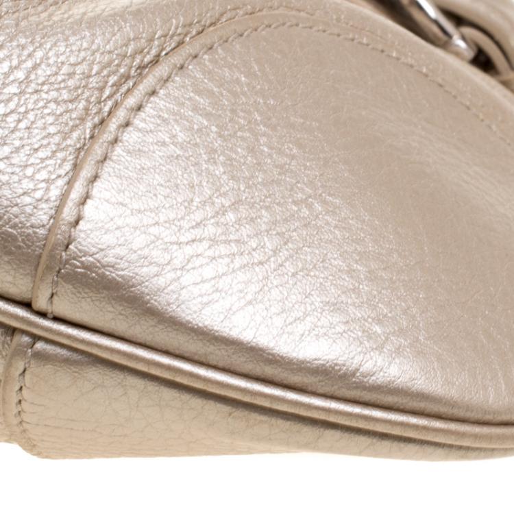 Pre Owned Salvatore Ferragamo Gold Leather Marisa Shoulder Bag