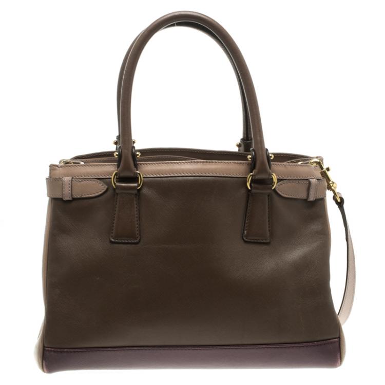مملوكة مسبقًا Salvatore Ferragamo Beige/Purple Leather Batik Tote