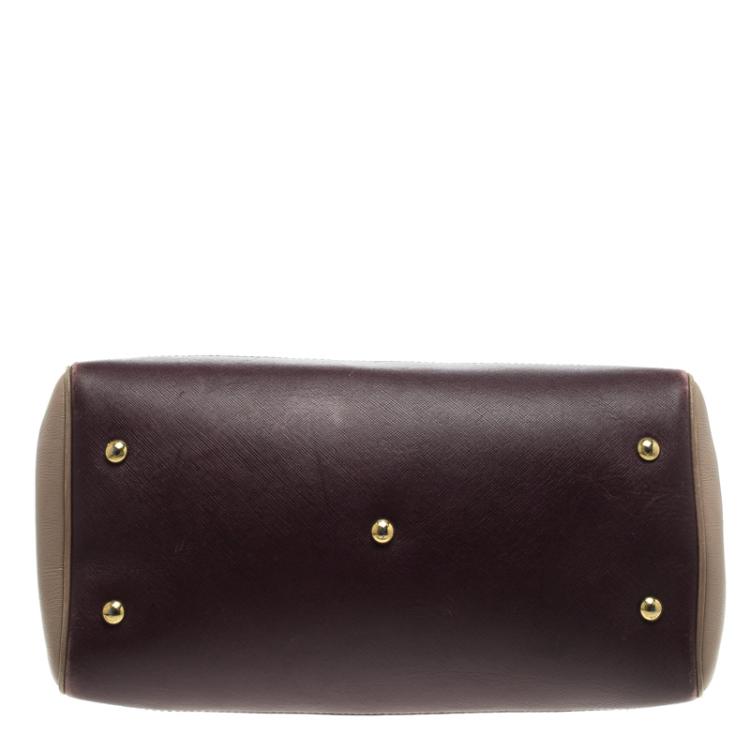 مملوكة مسبقًا Salvatore Ferragamo Beige/Purple Leather Batik Tote