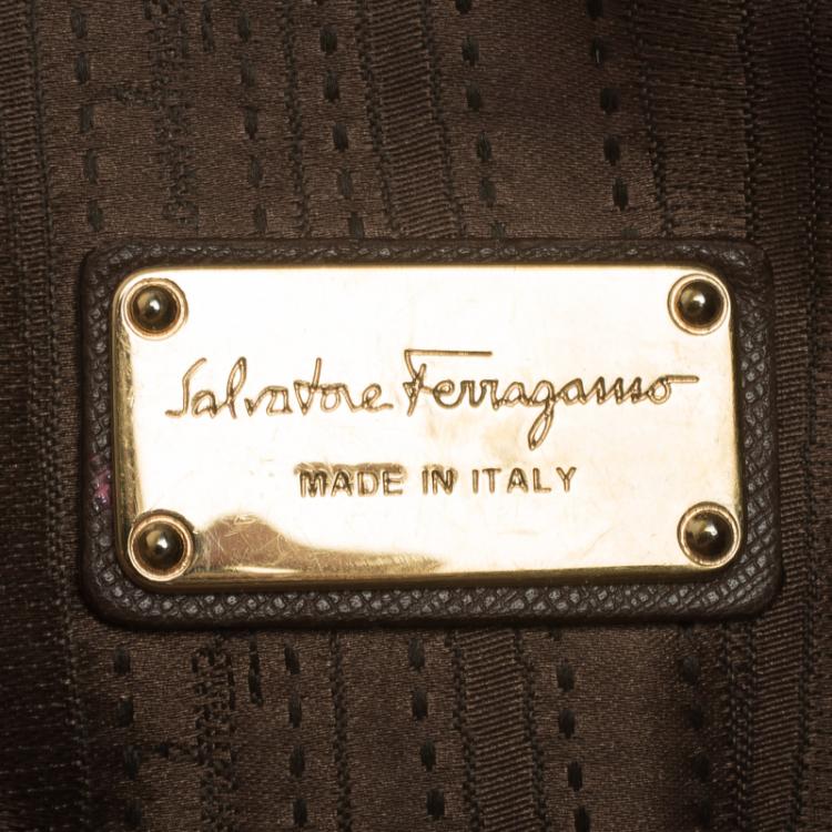 مملوكة مسبقًا Salvatore Ferragamo Beige/Purple Leather Batik Tote