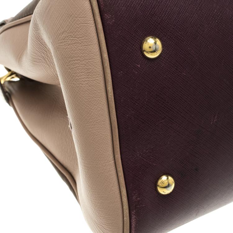 مملوكة مسبقًا Salvatore Ferragamo Beige/Purple Leather Batik Tote