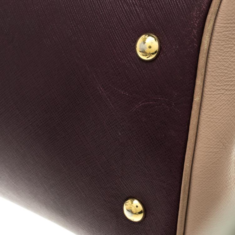 مملوكة مسبقًا Salvatore Ferragamo Beige/Purple Leather Batik Tote