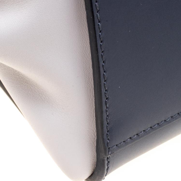 Pre Owned Salvatore Ferragamo Navy Blue/White Leather Sofia Top Handle Bag