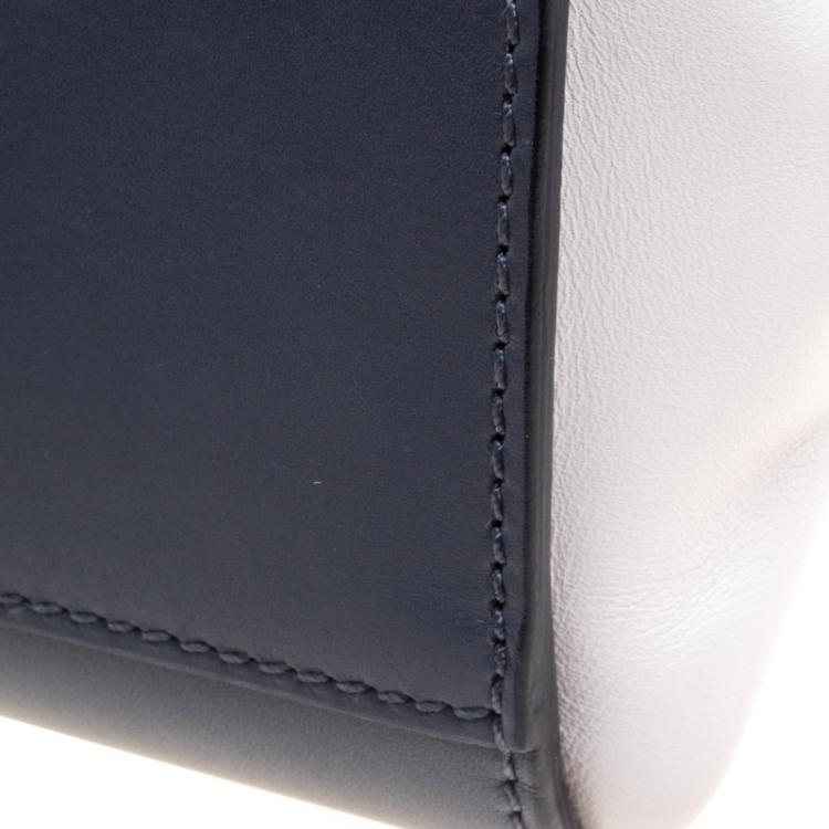 Pre Owned Salvatore Ferragamo Navy Blue/White Leather Sofia Top Handle Bag
