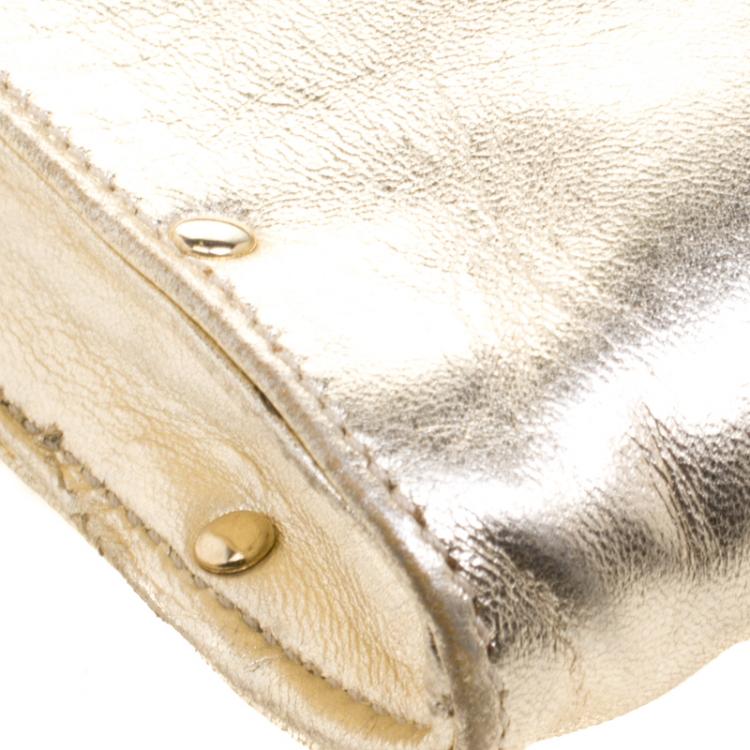 Pre Owned Salvatore Ferragamo Gold Leather Monica Shoulder Bag