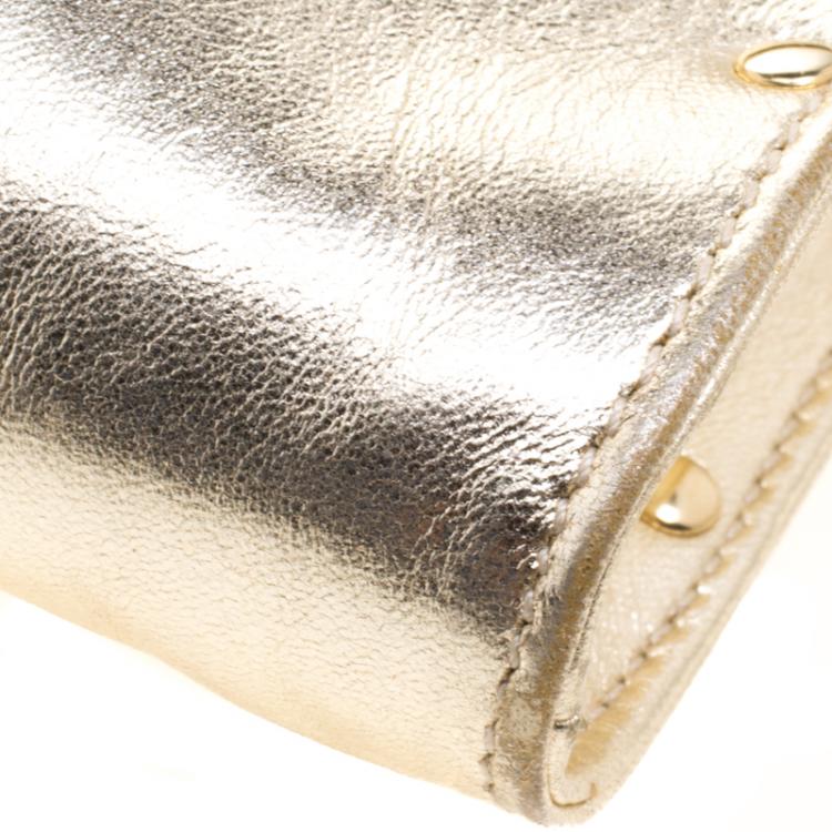 Pre Owned Salvatore Ferragamo Gold Leather Monica Shoulder Bag
