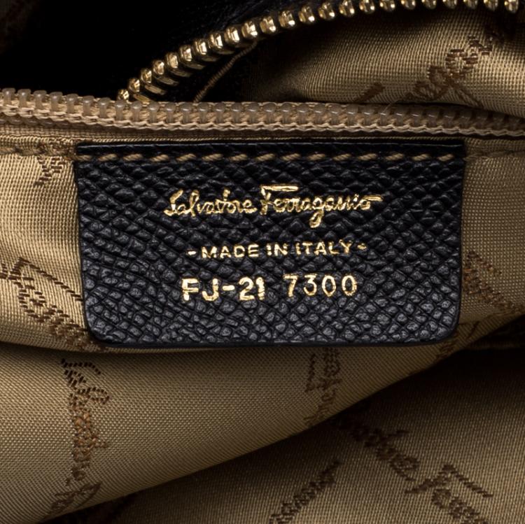 Pre Owned Salvatore Ferragamo Black Leather Wicker Padlock Satchel