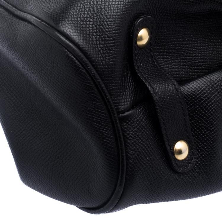 Pre Owned Salvatore Ferragamo Black Leather Wicker Padlock Satchel