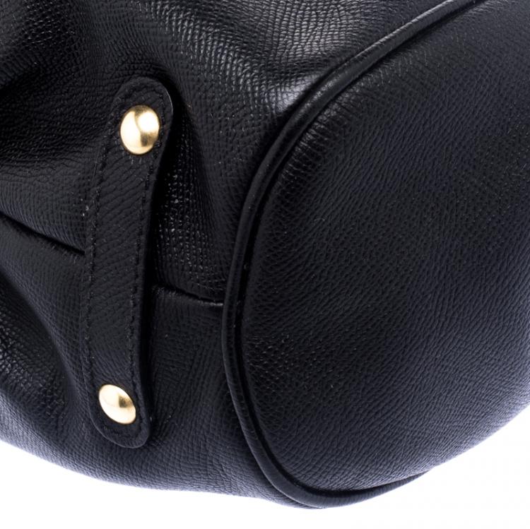 Pre Owned Salvatore Ferragamo Black Leather Wicker Padlock Satchel