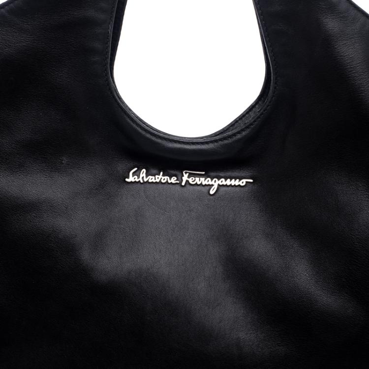 Pre Owned Salvatore Ferragamo Black Leather Tote