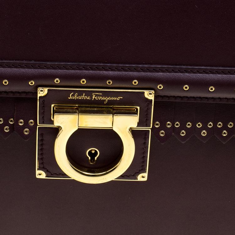 Pre Owned Salvatore Ferragamo Burgundy Leather Marisol Shoulder Bag