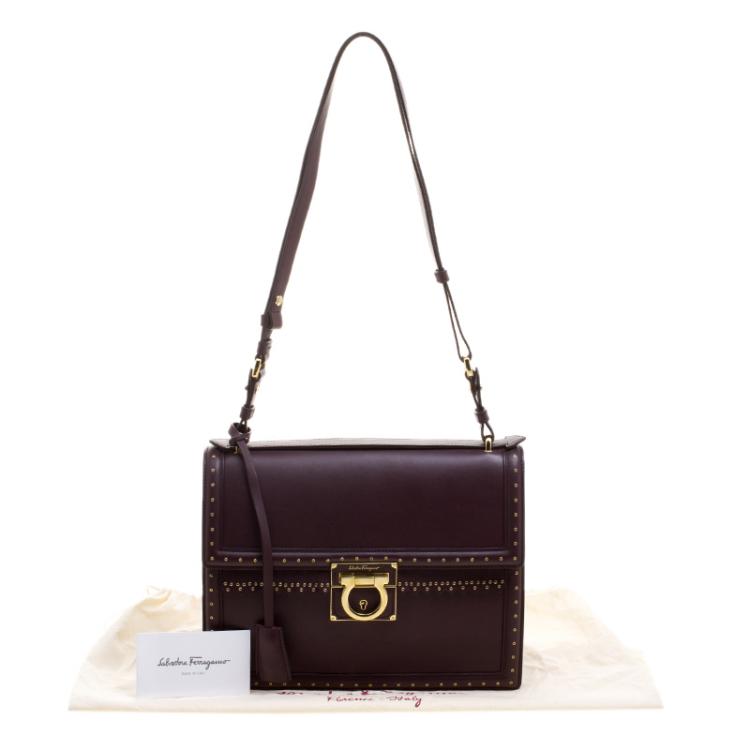 Pre Owned Salvatore Ferragamo Burgundy Leather Marisol Shoulder Bag