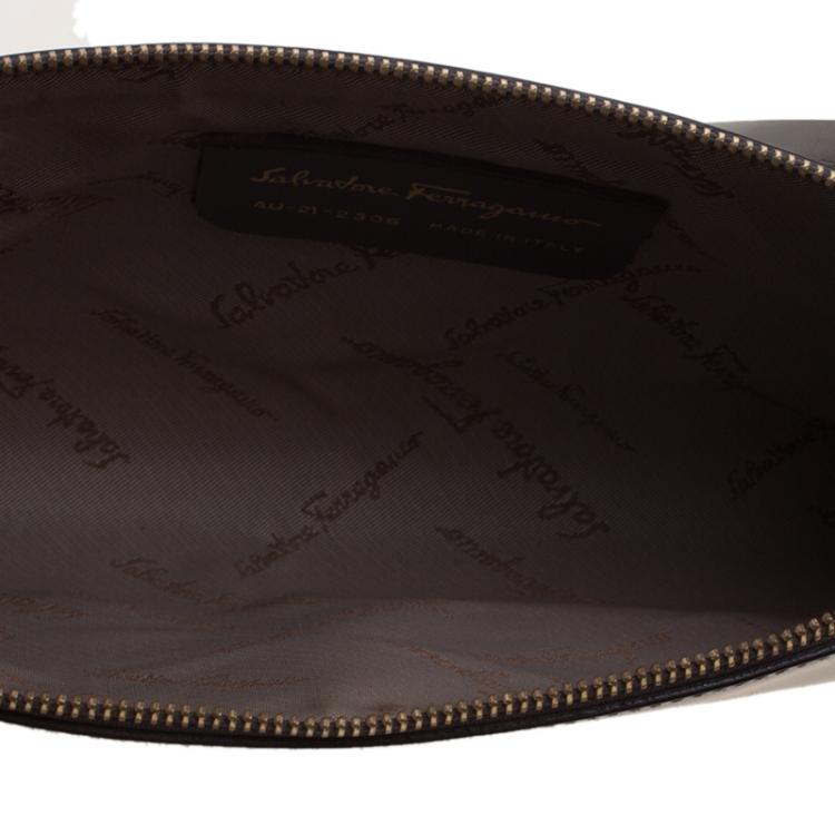 Pre Owned Salvatore Ferragamo Brown Leather Pochette Bag