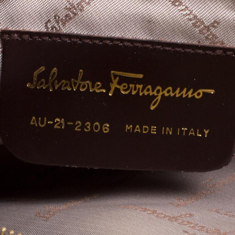 Pre Owned Salvatore Ferragamo Brown Leather Pochette Bag