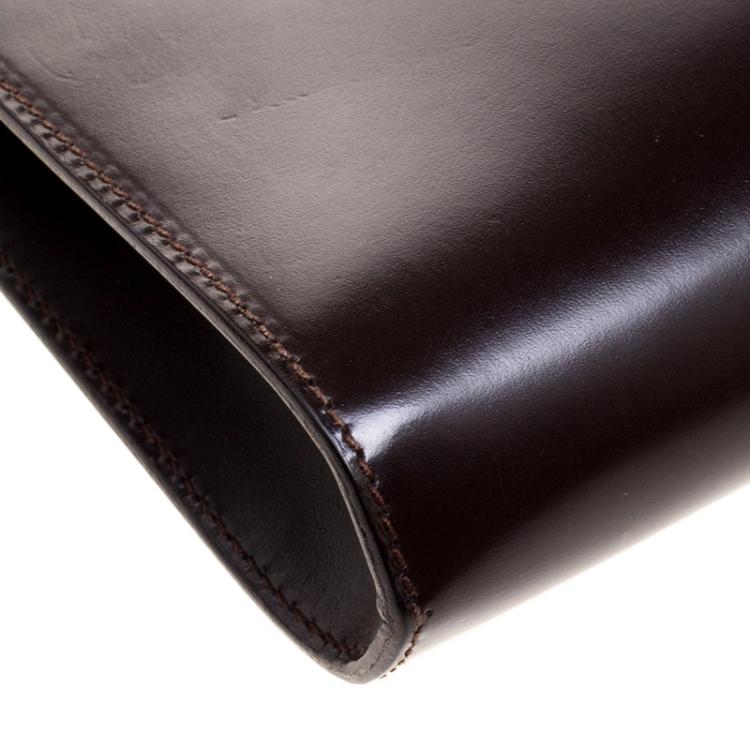Pre Owned Salvatore Ferragamo Brown Leather Pochette Bag