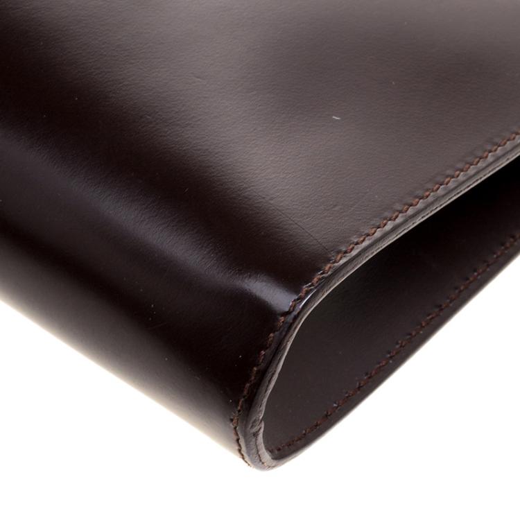 Pre Owned Salvatore Ferragamo Brown Leather Pochette Bag