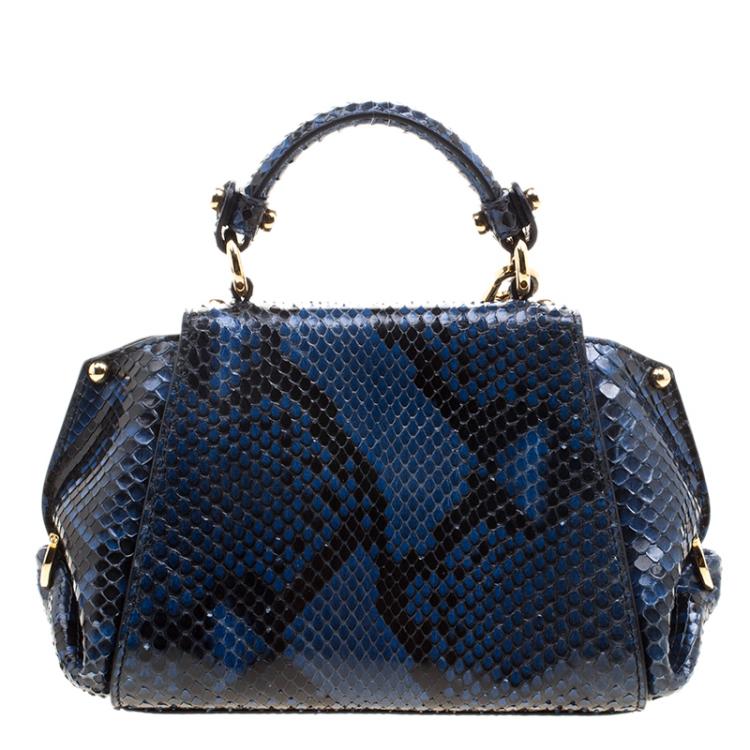 Pre Owned Salvatore Ferragamo Blue Python Mini Sofia Crossbody Bag