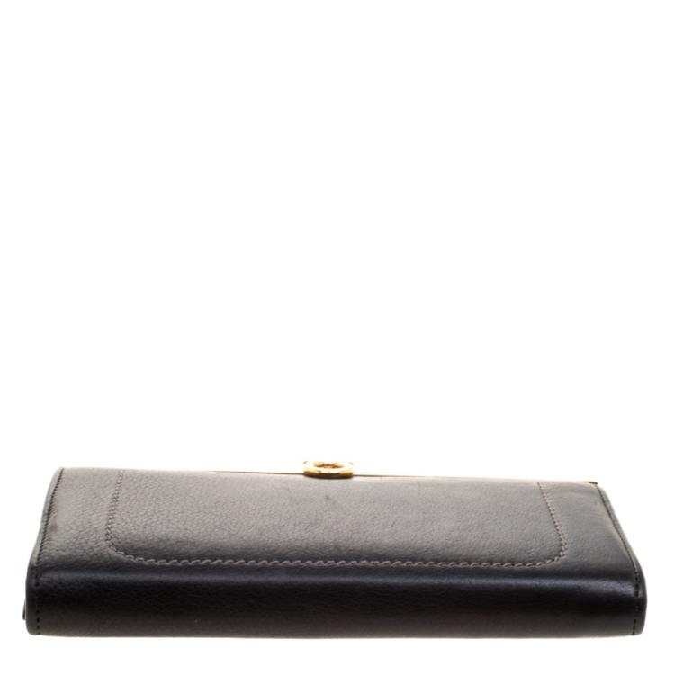 Pre Owned Salvatore Ferragamo Black Leather Frame Clutch