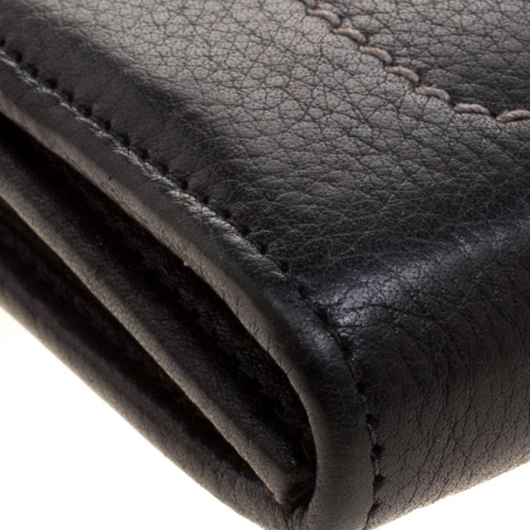 Pre Owned Salvatore Ferragamo Black Leather Frame Clutch
