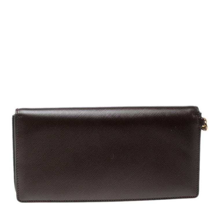 Pre Owned Salvatore Ferragamo Dark Burgundy Leather Miss Vara Bow Clutch