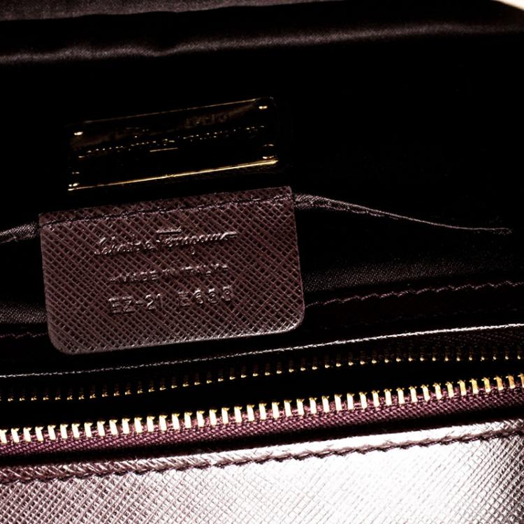Pre Owned Salvatore Ferragamo Dark Burgundy Leather Miss Vara Bow Clutch
