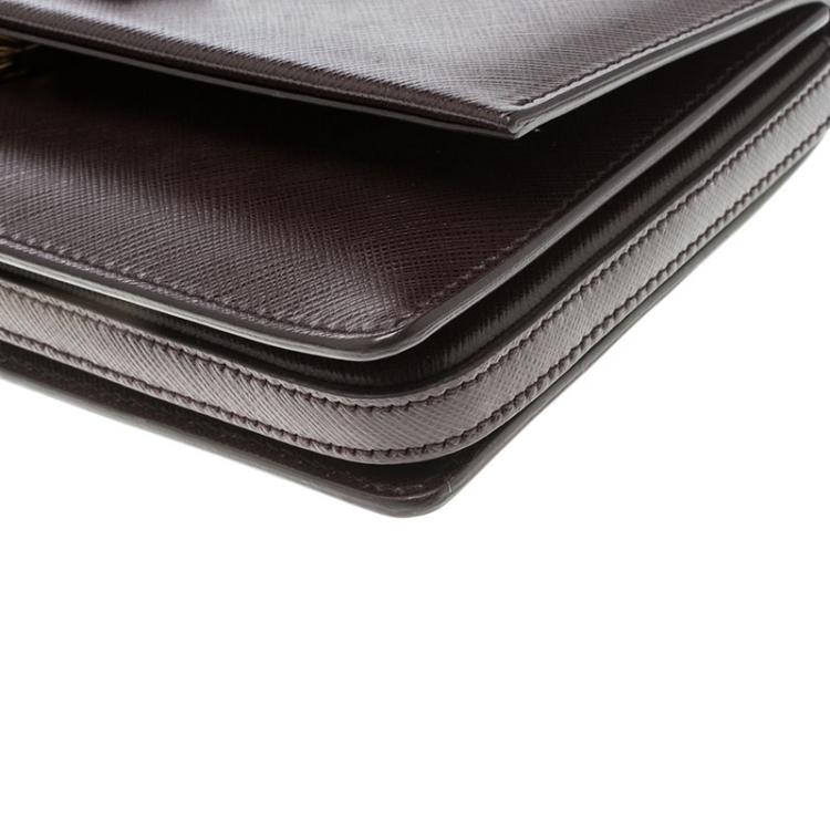 Pre Owned Salvatore Ferragamo Dark Burgundy Leather Miss Vara Bow Clutch