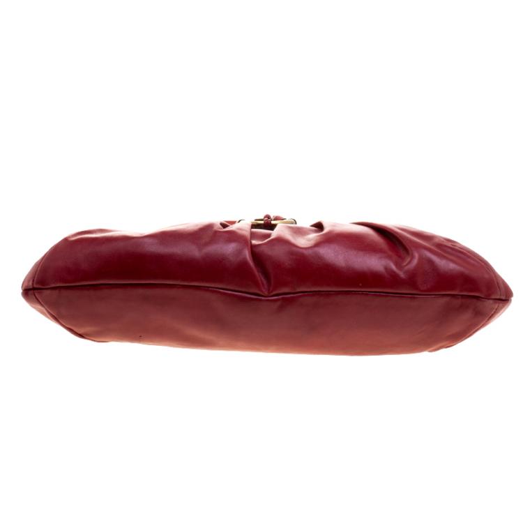 Pre Owned Salvatore Ferragamo Red Leather Marisa Satchel