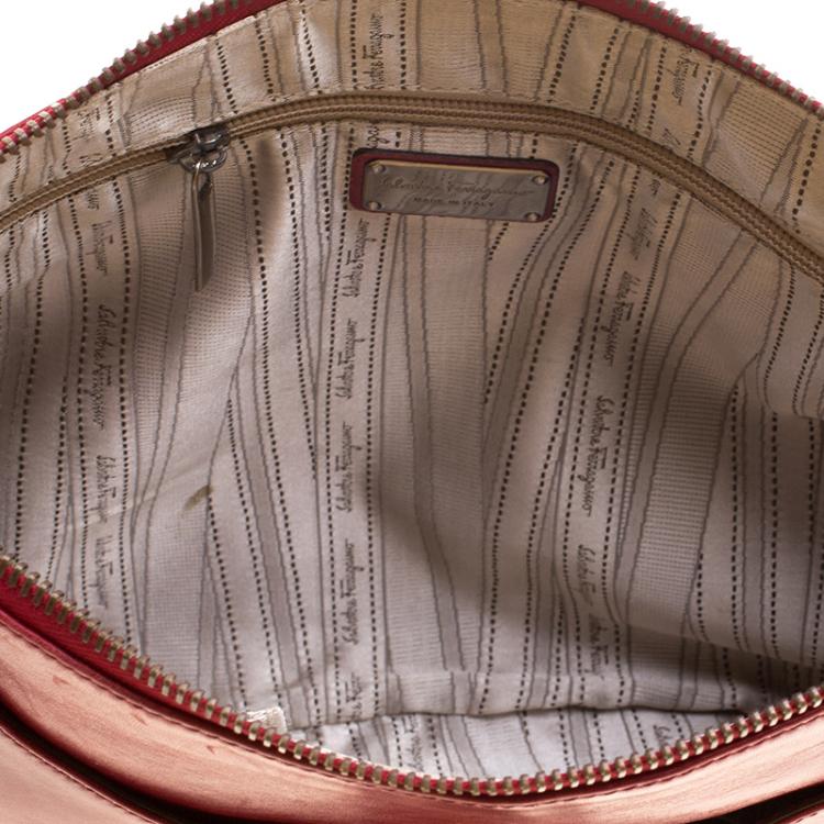 Pre Owned Salvatore Ferragamo Red Leather Marisa Satchel