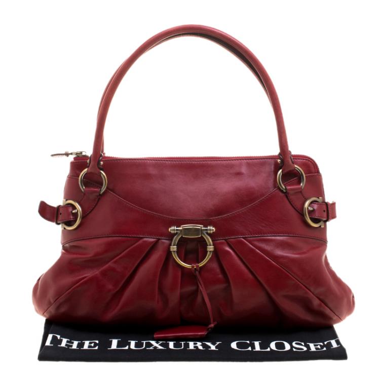 Pre Owned Salvatore Ferragamo Red Leather Marisa Satchel